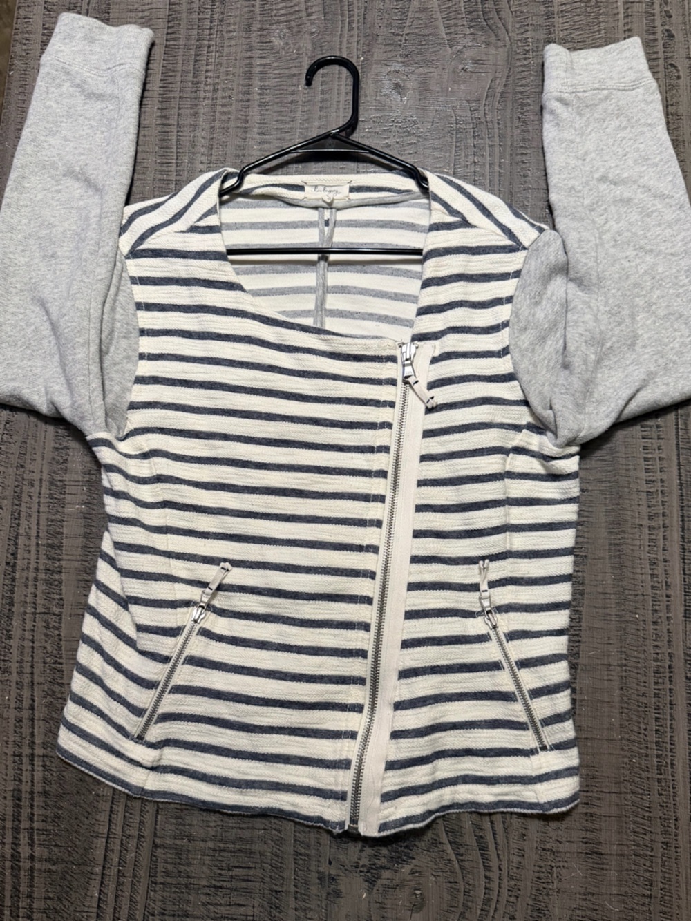 Lou & Grey Navy and Light Gray Striped Pullover Top